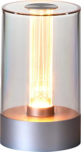 Northpoint Design LED Tischlampe Nachttischlampe Tischleuchte Warmweißes Licht mit beleuchtetem Glühdraht 1800mAh Akku Touch Schalter (Grau)
