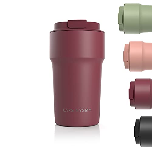 LARS NYSØM Thermo Kaffeebecher-to-go 500ml | BPA-freier Travel Mug 0.5 Liter mit Isolierung | Auslaufsicherer Edelstahl Thermobecher für Kaffee und Tee unterwegs | Teebecher (Berry)