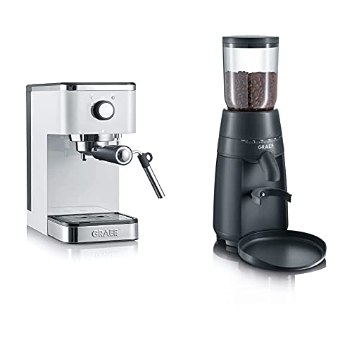 Graef ES401EU Salita Siebträger-Espressomaschine, 1400, weiß & Graef Kaffeemühle CM 702