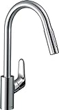 hansgrohe Küchenarmatur Focus M41, Wasserhahn Küche mit Auslauf Höhe 240 mm, 150° drehbar, ausziehbar, 2 Strahlarten, Chrom