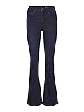 Noisy May Damen Flared Schlag Jeans | High Waist Denim Stretch Hose | Wide Vintage Pants NMSALLIE, Farben:Dunkelblau, Größe:32W / 32L