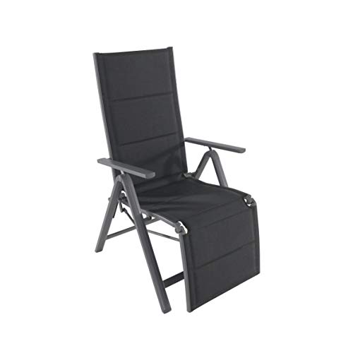 greemotion Relaxsessel Grenada anthrazit/schwarz, 7-fach verstellbare Rückenlehne mit Fußteil, Stuhl mit leichtem Aluminiumgestell, gepolsterte Bespannung aus 2x2 Textilene, klappbar