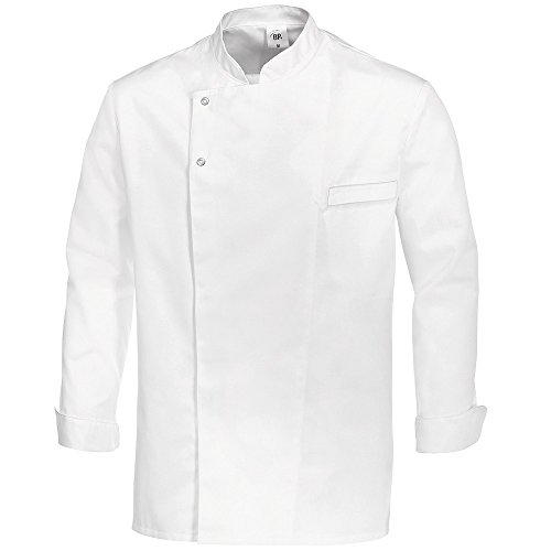 BP Gourmet 1547-400-21 Kochjacke - Langarm - 65% Polyester, 35% Baumwolle - Druckknöpfe aus Edelstahl - Normale Passform - Größe: 2XL - Farbe: weiß