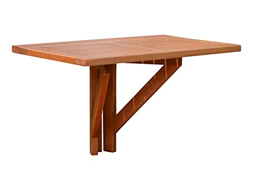 Spetebo Eukalyptus Balkontisch - 60x40 cm - Holz Klapptisch Balkon Tisch Hängetisch klappbar