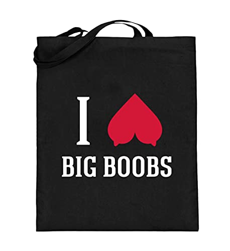 generisch I Love Big Boobs | Ich liebe große Titten,Brüste,Busen - Jutebeutel (mit langen Henkeln) -38cm-42cm-Black