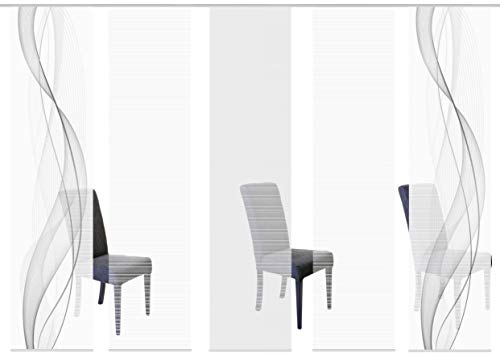 Vision S 95633-0307 | 5er-Set Schiebegardine Heights | halb-transparenter Stoff in Bambus-Optik | 5X 260x60 cm | Farbe: Grau