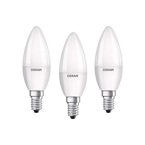 Osram E14 Base Classic B 40 LED-Leuchtmittel | 4,9 W — 40 W entspricht Glühlampe, Kerzen/mattes LED-Leuchtmittel, warmweiß — 2700 K, 3 Stück