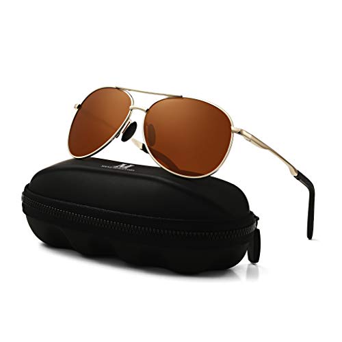 MXNXEU Sonnenbrille Herren Pilotenbrille Polarisiert Pilotenbrille Polarisierte Sonnenbrille Herren Outdoor Pilot Unisex UV400 Fahren Sonnenbrille-Braun/Gold