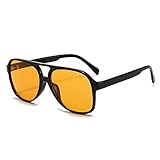 OSAGAMA Vintage Retro Sonnenbrille Gelb Getönte Brille für Damen Herren (Gelb)