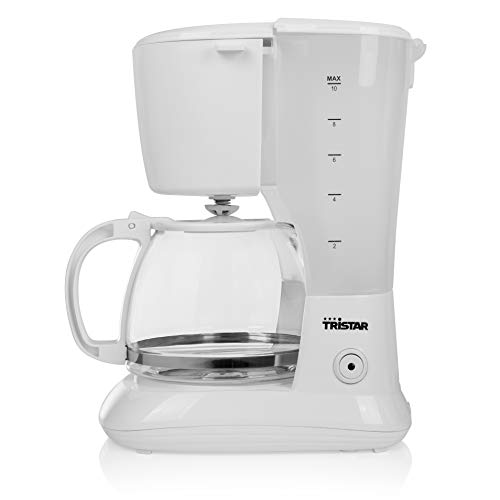 Tristar Kaffeemaschine mit 1,25L Fassungsvermögen – für 10-12 Tassen, auch für Camping, Weiß, CM-1252