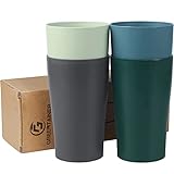 Greentainer 4er 400ml Becher Set aus PP, Unzerbrechlich Wiederverwendbare Tassen für Heiße& Kalte Getränke, Kaffeetasse für Kinder und Erwachsene,Trinkbecher BPA-Frei, Mikrowellen-Spülmaschinenfest
