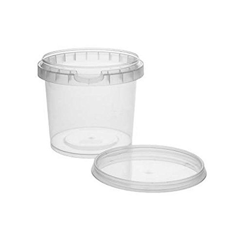 mikken 10 x Kunststoffdose Plastikbecher mit Deckel 365 ml, BPA-frei, lebensmittelecht inkl. 1 Schaufel, Kunstoff PP, Transparent, 365ml