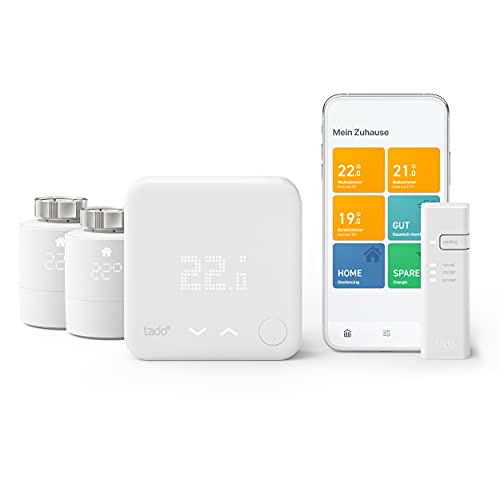 tado° Smartes Thermostat - Starter Kit V3+ mit 2 Smarten Heizkörper-Thermostaten zur Steuerung einzelner Räume, Einfach selbst zu installieren, kompatibel mit Alexa, Siri & Google Assistant