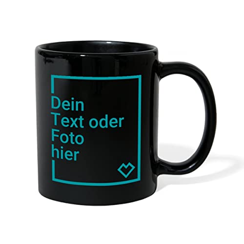 Spreadshirt Personalisierbare Tasse Selbst Gestalten mit Foto und Text Wunschmotiv Tasse einfarbig, Schwarz