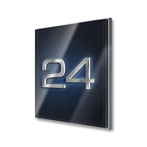 Metzler Hausnummer in Anthrazit - aus Edelstahl massiv & nicht rostend - LED-beleuchtet - alle Zahlen möglich - individuelle Anpassung - direkt vom Hersteller - (20 x 20 x 1,5 cm)