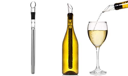 Wine Sceptre Weinkühlstab mit Belüfter aus Edelstahl - Premium Weinkühler - Dekantierer - Weingenuss in Sommelier-Qualität - Geschenk Frauen Männer - Rot und Weißwein Geschenkset