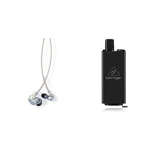 Shure SE215 Sound Isolation In-Ear-Ohrhörer Clear & Behringer PM1 Personal In-Ear Monitor Gürtelhalterung