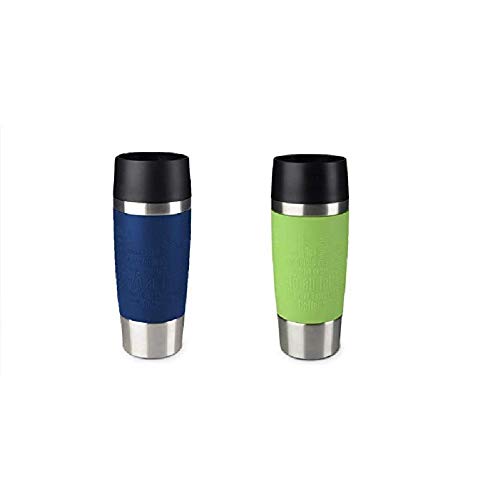 Emsa Standard-Design Travel Mugs, blau/limette, 2 x 360ml