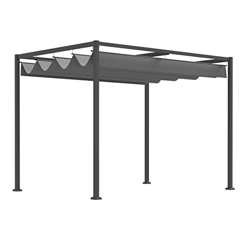 Outsunny Pergola Pavillon Terrassenüberdachung mit Schiebedach Polyester Grau 298 x 213 x 222 cm
