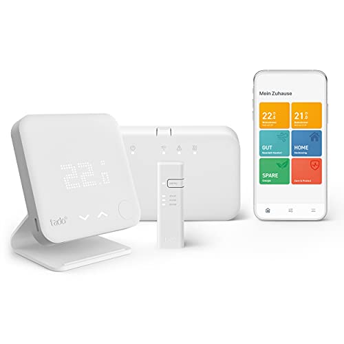 Tado Smartes Thermostat (Funk) Starter Kit V3+ - Intelligente Heizungssteuerung + Standfuß – Zusatzprodukt für tado° Smartes Thermostat (Funk), Funk-Temperatursensor und Smarte Klimaanlagen-Steuerung