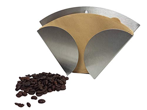 Gravidus Kaffeefilterhalter Edelstahl Filtertütenhalter Filtertütenbehälter Kaffee Filter Größe 4 - Serviettengestell Serviettenhalter - Zum Aufhängen an der Wand oder Stehend verwendbar