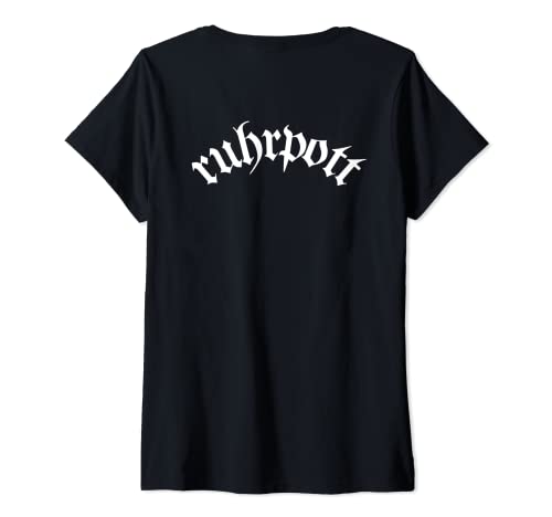 Damen Ruhrpott Schriftzug Ruhrgebiet Rücken T-Shirt mit V-Ausschnitt