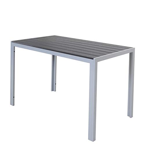 Chicreat Tisch aus Aluminium mit Polywood-Platte, Silber und Schwarz, 120 x 70 x 75cm