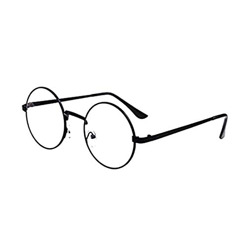 VWH Retro Runde Brille Mit Fensterglas Damen Herren Brillenfassung (schwarz)