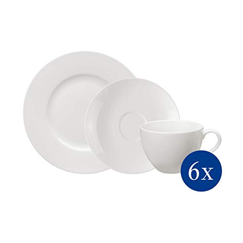 vivo by Villeroy und Boch Group - Basic White Kaffee-Set, 18 tlg,, für bis zu 6 Personen, Premium Porzellan, spülmaschinen-, mikrowellengeeignet, weiß