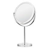 Auxmir Kosmetikspiegel Doppelseitiger Schminkspiegel mit 1X/10X Vergrößerung, Tischspiegel Stehend 360° Schwenkbar, Abnehmbarer Rasierspiegel für Schminken Makeup Gesichtspflege und Reisen