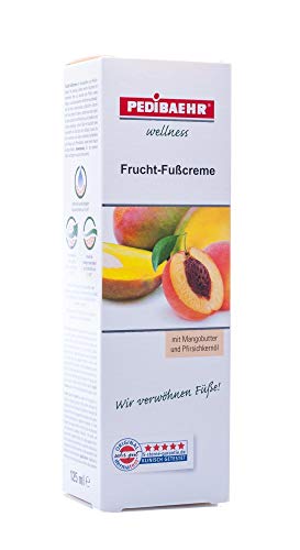 Fußbalsam, Frucht Fußcreme mit Mangobutter und Pfirsichkernöl Fusspflege für jeden Hauttyp, PediBaehr, 125 ml