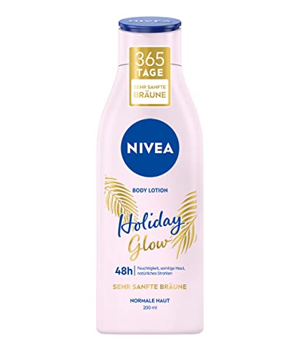 NIVEA Holiday Glow Body Lotion (200 ml), Körperlotion für 48h Feuchtigkeit und ein natürliches Strahlen der Haut, Körpercreme mit Vitamin E und sanftem Bräunungseffekt
