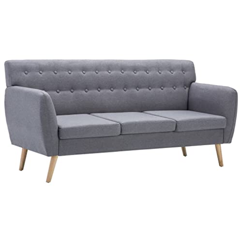 vidaXL Sofa 3-Sitzer Stoff Hellgrau Polstersofa Loungesofa Sitzmöbel Couch