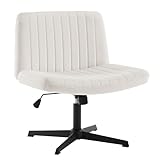 WOLTU Relaxsessel ohne Armlehne, Bürostuhl, Schreibtischstuhl Drehstuhl, ergonomischer Stuhl, Samt Stuhl, Stuhl höhenverstellbar, 360° drehbar, Polsterstuhl, mit Schaukelfunktion, Beige