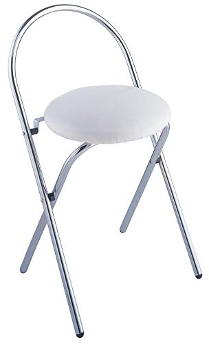 WENKO Hocker Salerno - klappbar, Soft-Sitz, Lehne, Kunststoff, 43 x 63 x 38 cm, Weiß