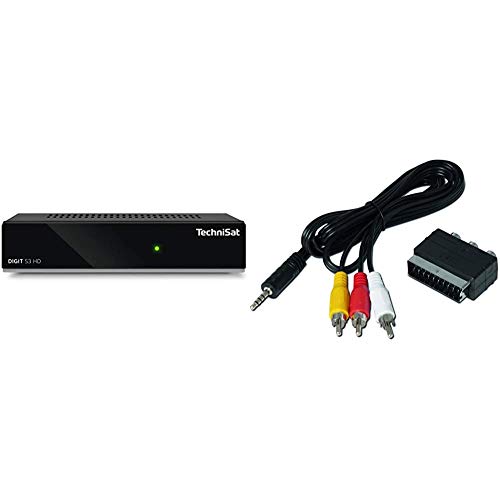 TechniSat Digit S3 HD - hochwertiger digital HD Sat Receiver (HDTV, DVB-S, DVB-S2, HDMI, USB) schwarz & Klinken-Cinch/SCART Adapterset für TechniSat Receiver schwarz