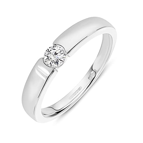Miore Ring Damen 0.13 Ct Solitär Diamant Verlobungsring aus Weißgold 14 Karat / 585 Gold, Schmuck