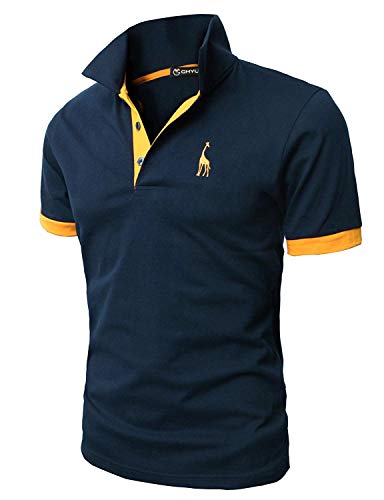 GHYUGR Poloshirt Herren Einfarbig Stickerei Kurzarm Polohemd S-XXL,Blau 1,L