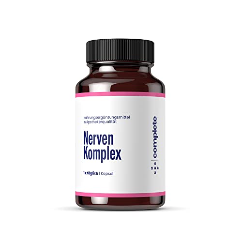 NERVEN KOMPLEX - Vitamin B Kapseln hochdosiert, entwickelt von Apothekern mit B12 Biotin Pflanzen-Extrakten und Magnesium, bei Stress und schlechtem Schlaf, ohne Zusätze