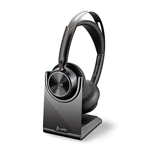 Poly - Voyager Focus 2 UC Bluetooth Headset + Charging Cradle (Plantronics) - Stereo headset with boom microphone, USB-A for PC/Mac - Active Noise Canceling - Works with Teams (Certified)