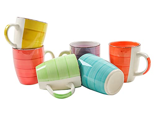 Kaffeetasse 250 ml aus Porzellan in bunten Farben - 6er Set - Kaffeebecher Tasse Becher