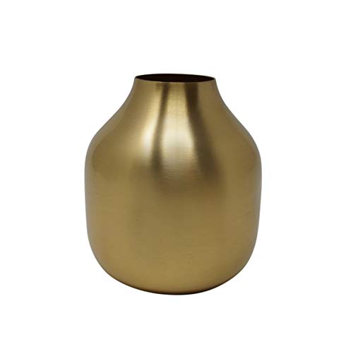 LaLe Living kleine Vase - Basit - aus Eisen in Gold, Maße Blumenvase Ø8x10cm als Mini Deko auf dem Schrank, Regal oder als Tischdeko auf deinem Esstisch