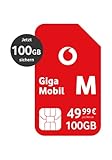 Vodafone Mobilvertrag GigaMobil M, Mobilfunkvertrag mit 20 Prozent Rabatt und jetzt 100 statt 25 GB Datenvolumen, 5G und 4G LTE-Netz, Telefon- und SMS-Flat ins deutsche Netz