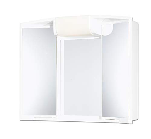 Jokey Spiegelschrank Angy mit Ablage & mit LED Beleuchtung 59 cm breit, Kunststoff Spiegelschrank in Weiß