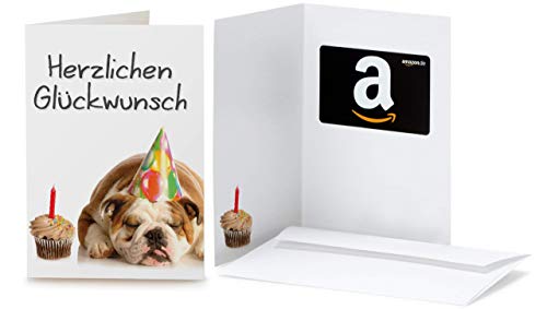 Amazon.de Geschenkkarte in Grußkarte (Geburtstag Bulldog)