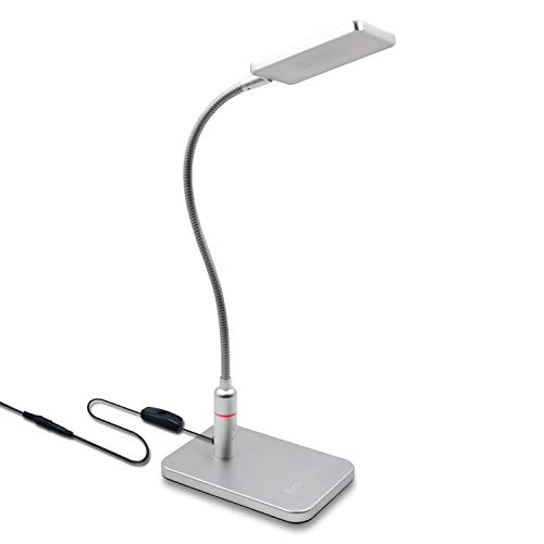 LED Schreibtischleuchte Leseleuchte Nachttischlampe Silber Tageslicht Dimmbar Touch Metall Material Energiesparen 5W SMD5630 LED und Flexibler Schwanenhals von Enuotek