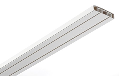 GARDINIA Vorhangschienen-Set, Komplett-Set mit 2-läufiger Vorhangschiene, Inkl. Befestigungsmaterial, 3 x 120 cm, Weiß
