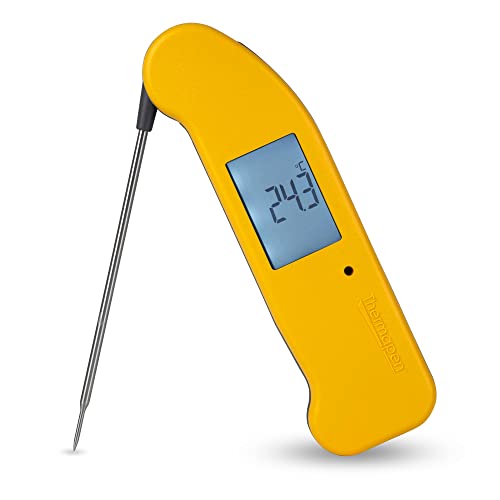 SuperFast Thermapen ONE Thermometer (gelb) – Digitales sofortiges Ablesen von Fleischthermometer für Küche, Kochen von Lebensmitteln, Grillen, Raucher, Süßigkeiten, Kaffee und Öl, Frittieren