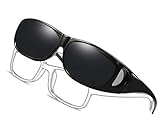 LEDING&BEST Sonnenbrille Überziehbrille für Brillenträger Brille Herren Damen {Polarisiert Sonnenüberbrille über Normale Brillen},UV400 Sunglasses Fit Ove Rx Glasses (black)