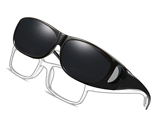 LEDING&BEST Sonnenbrille Überziehbrille für Brillenträger Brille Herren Damen {Polarisiert Sonnenüberbrille über Normale Brillen},UV400 Sunglasses Fit Ove Rx Glasses (black)